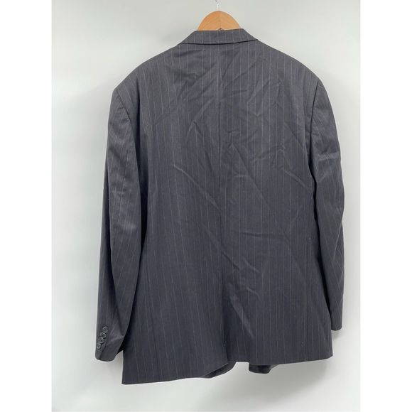 Hart Shaffner Marx Sport Coat Blazer Suit Men 50 XL Gray Stripe Gold Trumpeter - Picture 2 of 10